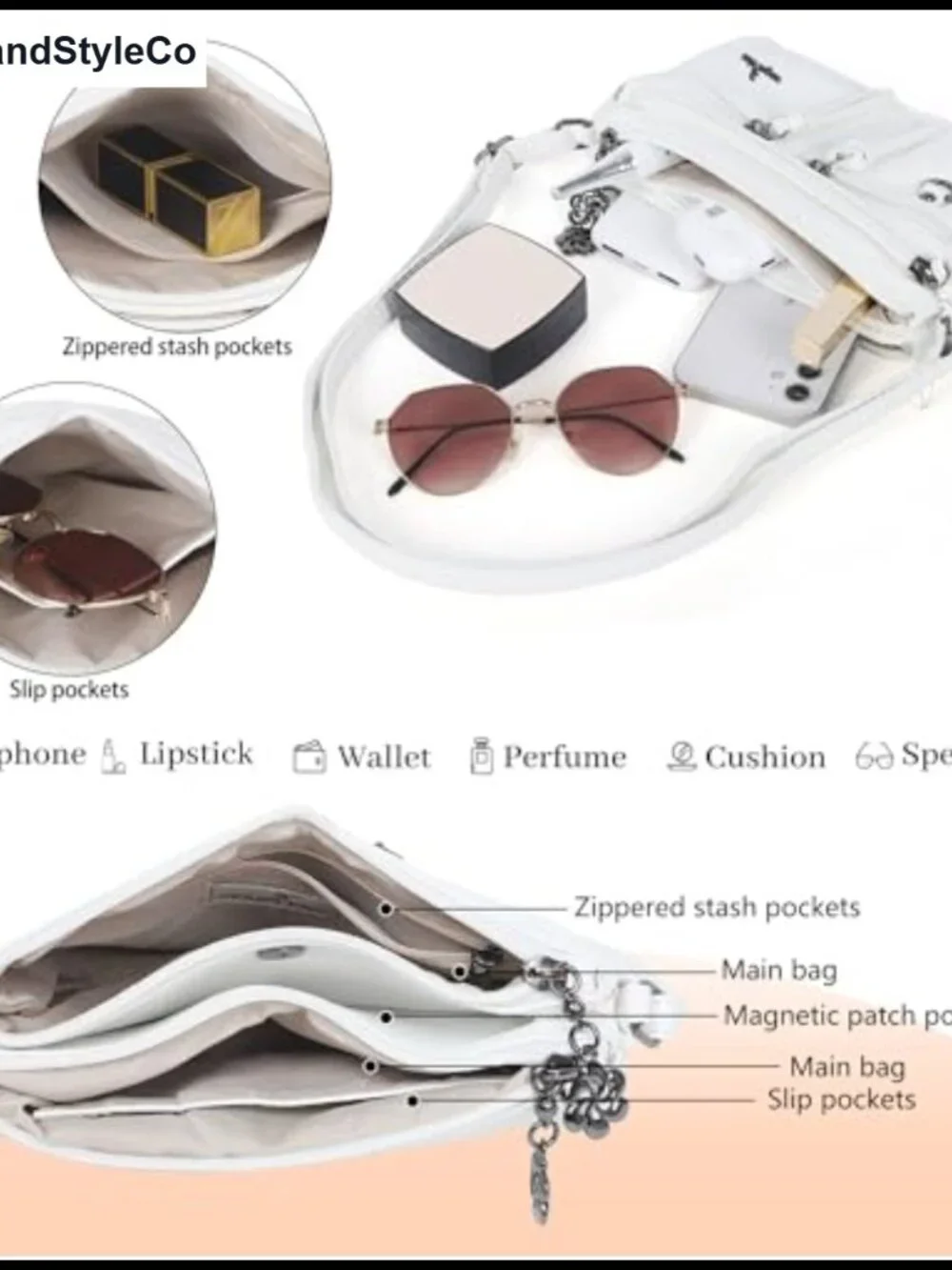 Vegan Leather Crossbody Bag for Women Triple Compartments Cell Phone Purse